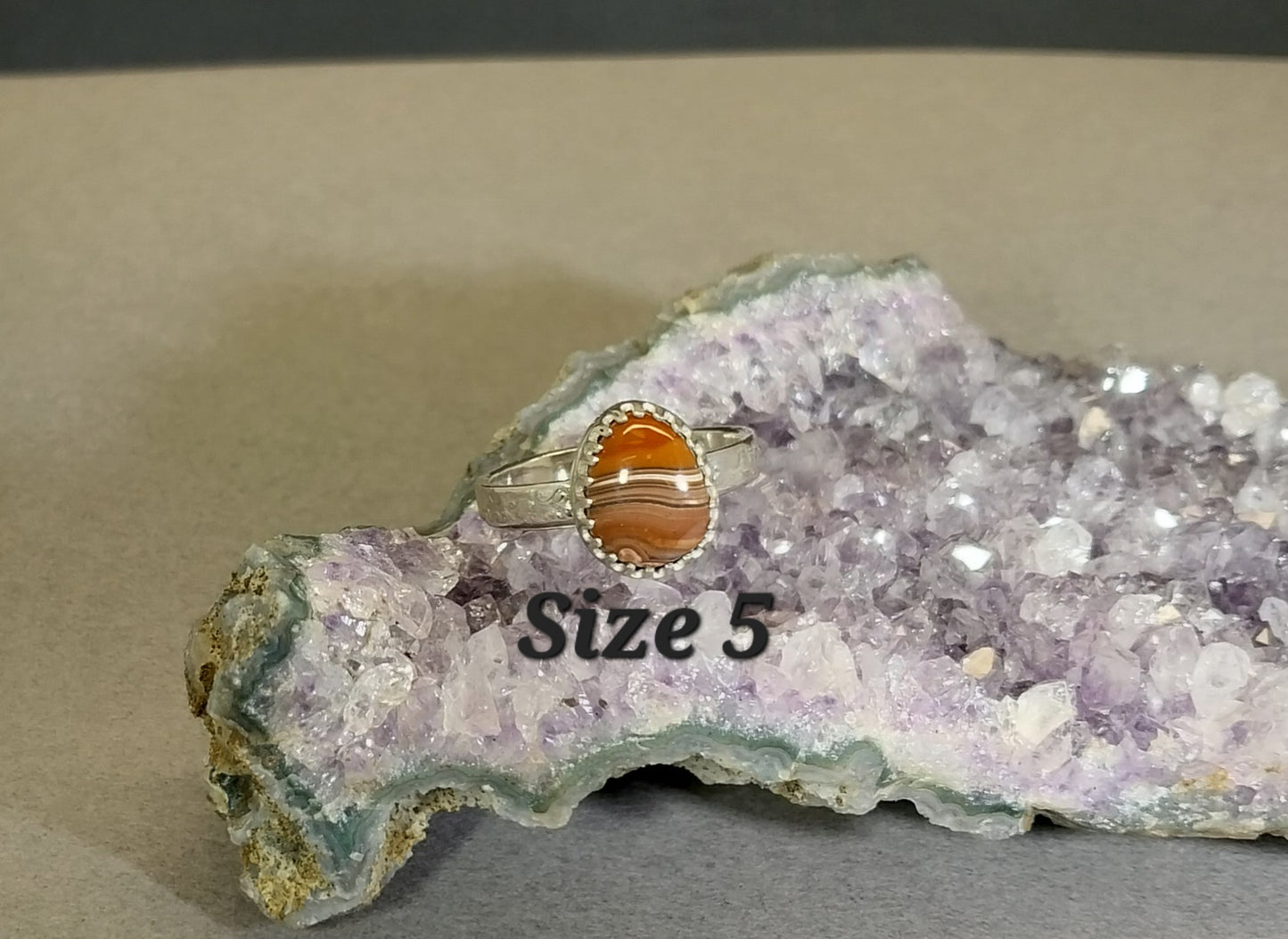 Pick Your Lake Superior Agate Silver Ring, Five Different Sizes
