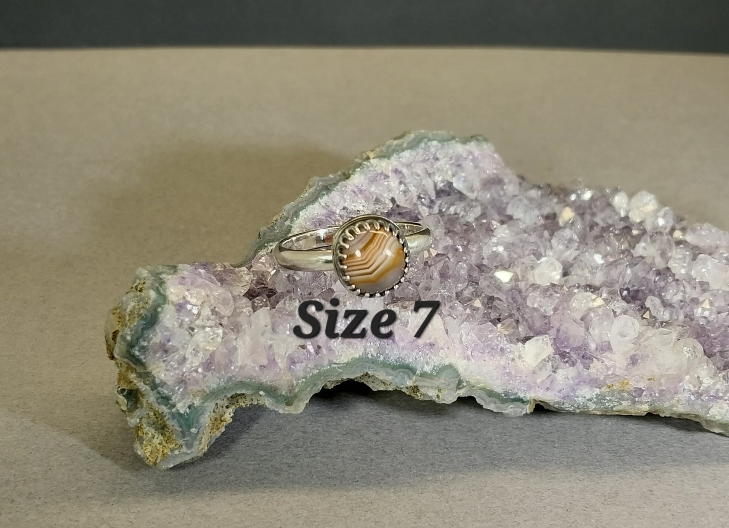 Pick Your Lake Superior Agate Silver Ring, Five Different Sizes