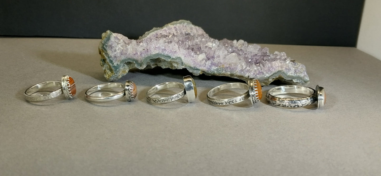 Pick Your Lake Superior Agate Silver Ring, Five Different Sizes