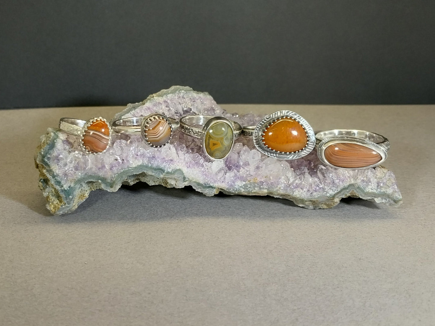 Pick Your Lake Superior Agate Silver Ring, Five Different Sizes