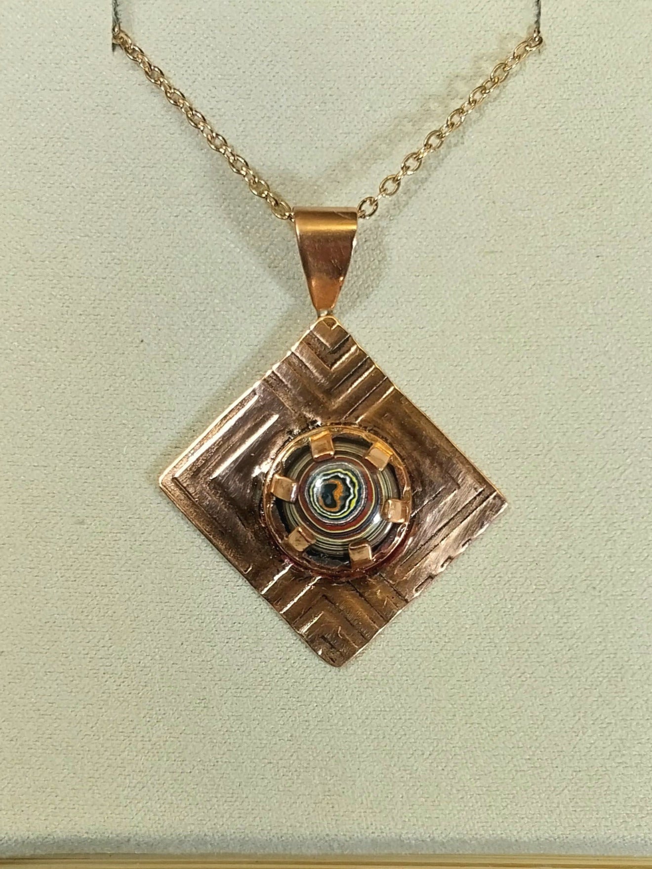 Corvette Fordite Necklace in Copper W/O