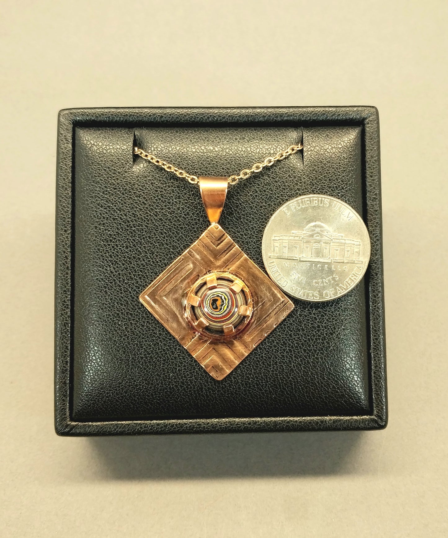 Corvette Fordite Necklace in Copper W/O