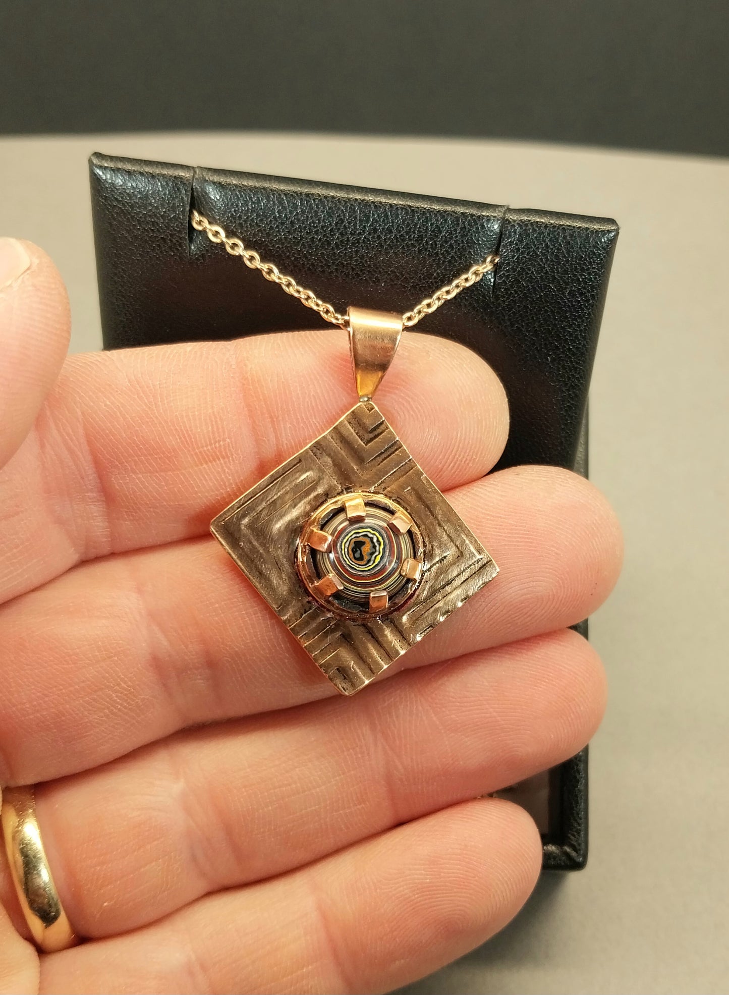 Corvette Fordite Necklace in Copper W/O