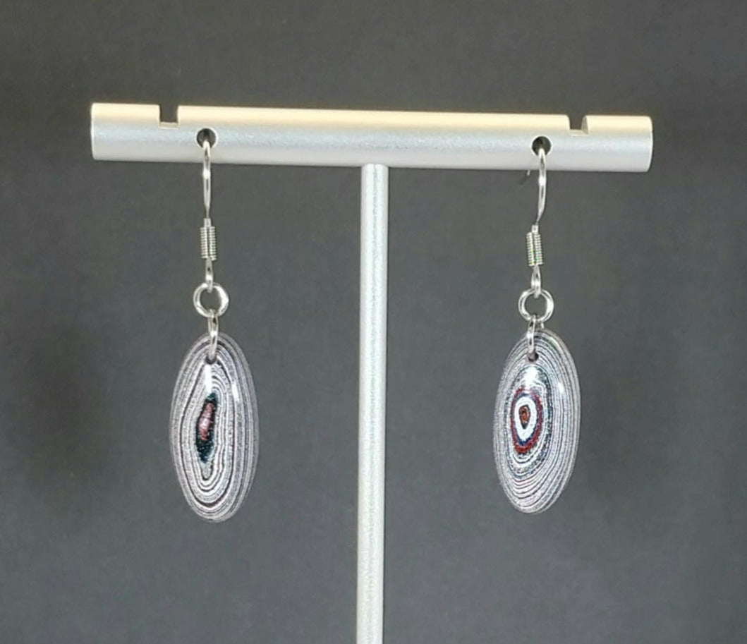 Fordite Earrings, Silver Metallics, Pick up Truck and SUV Fordite, Surgical Steel Ear Wires W/O