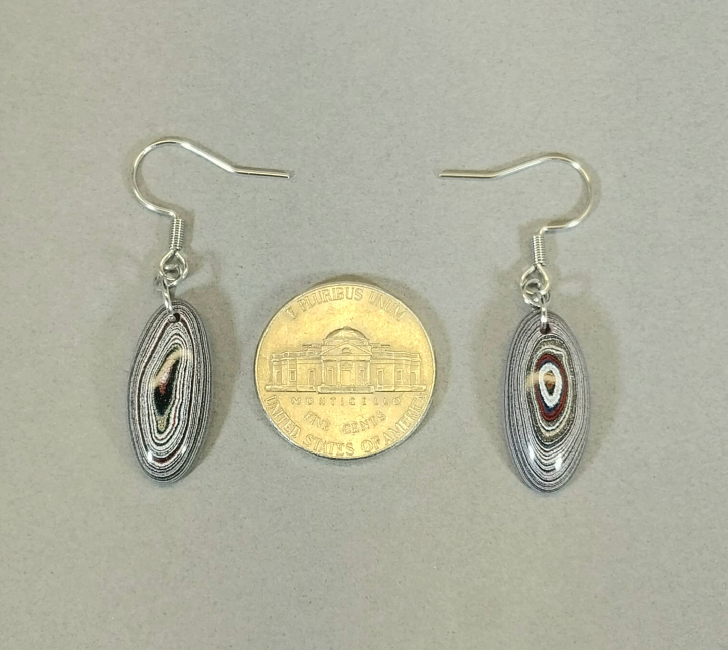 Fordite Earrings, Silver Metallics, Pick up Truck and SUV Fordite, Surgical Steel Ear Wires W/O