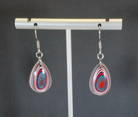 Fordite Earrings with Surgical Steel Ear Wires, W/O