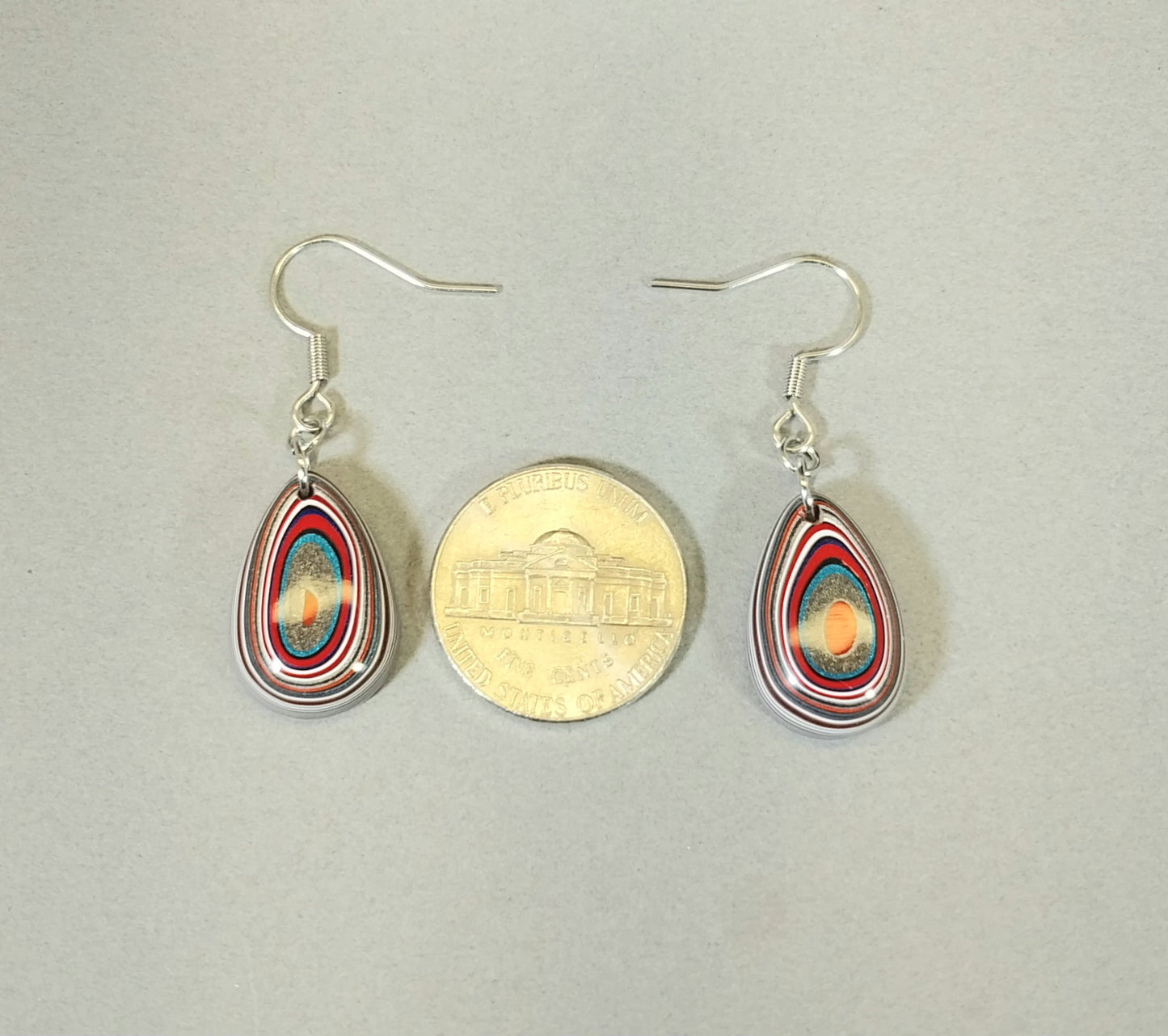 Fordite Earrings with Surgical Steel Ear Wires, W/O