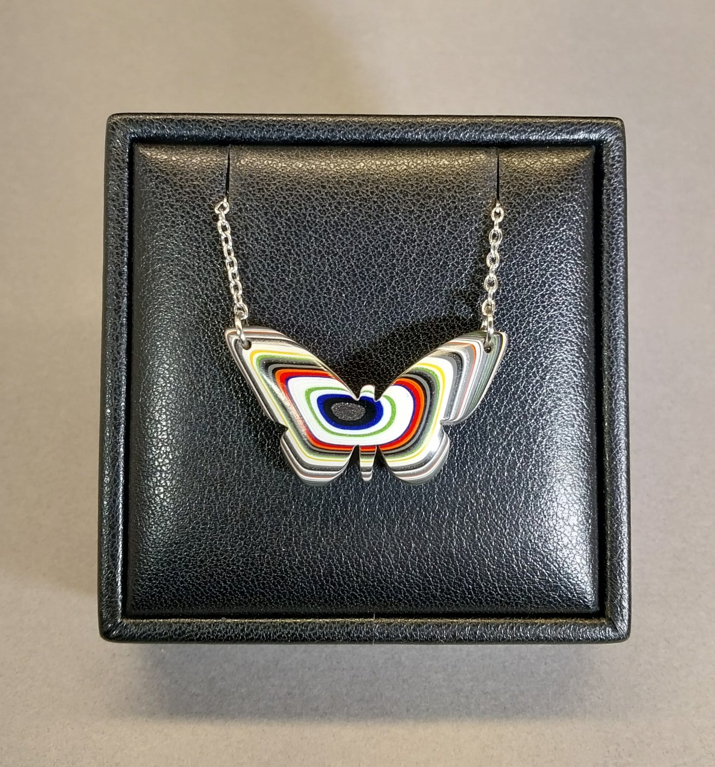 Fordite Necklace a Colorful Reversible Butterfly, W/O W204
