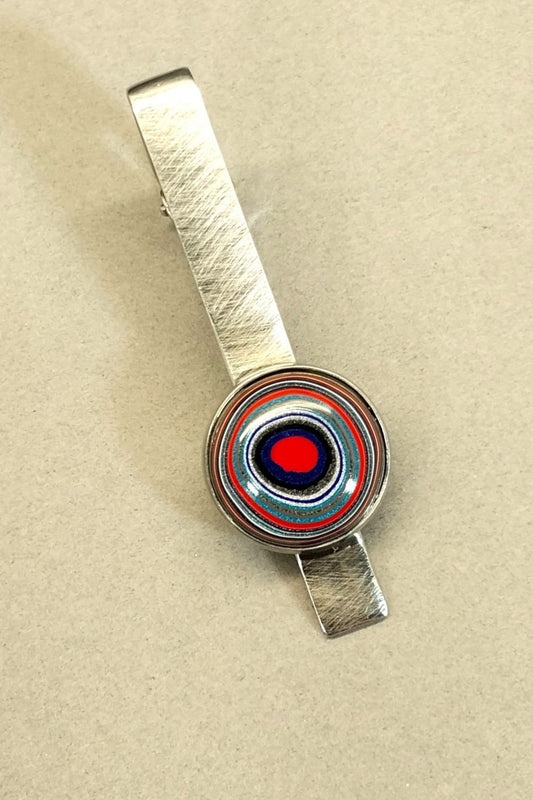 Fordite Motor Agate Tie Clip, Stainless Steel, Colorful Suit Accessory, EB118