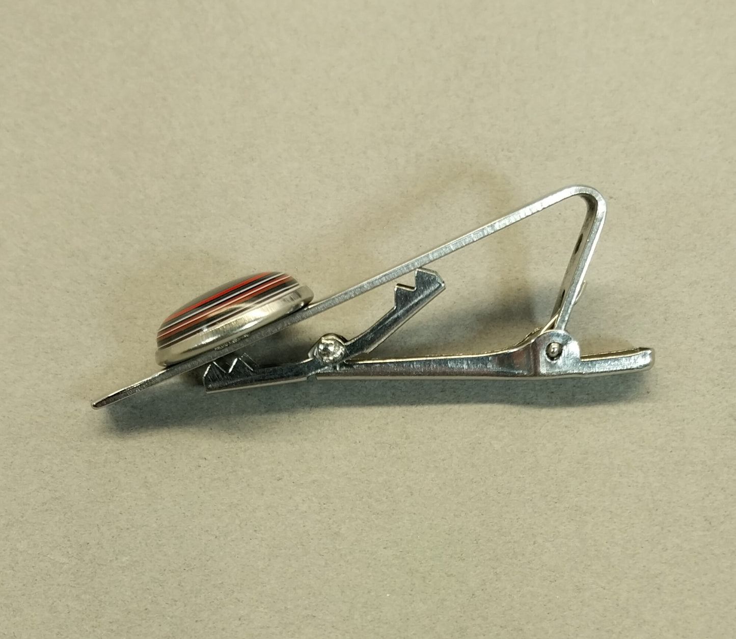 Fordite Motor Agate Tie Clip, Stainless Steel, Colorful Suit Accessory, EB118