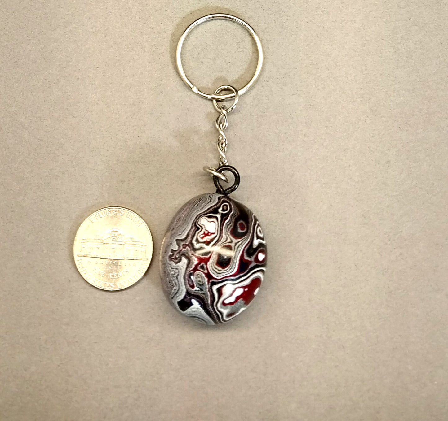 Fordite Keychain with Michigan Fordite