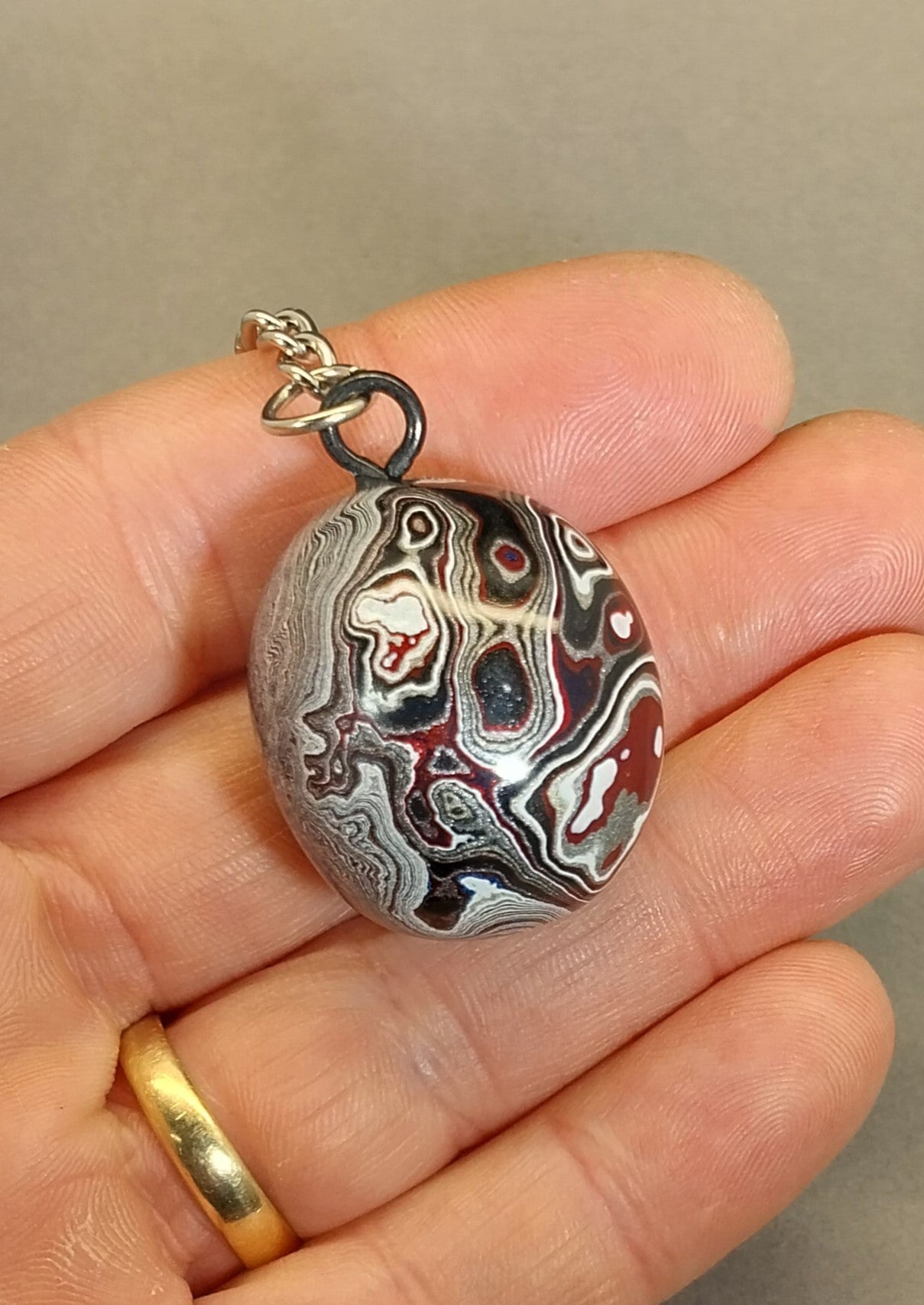 Fordite Keychain with Michigan Fordite