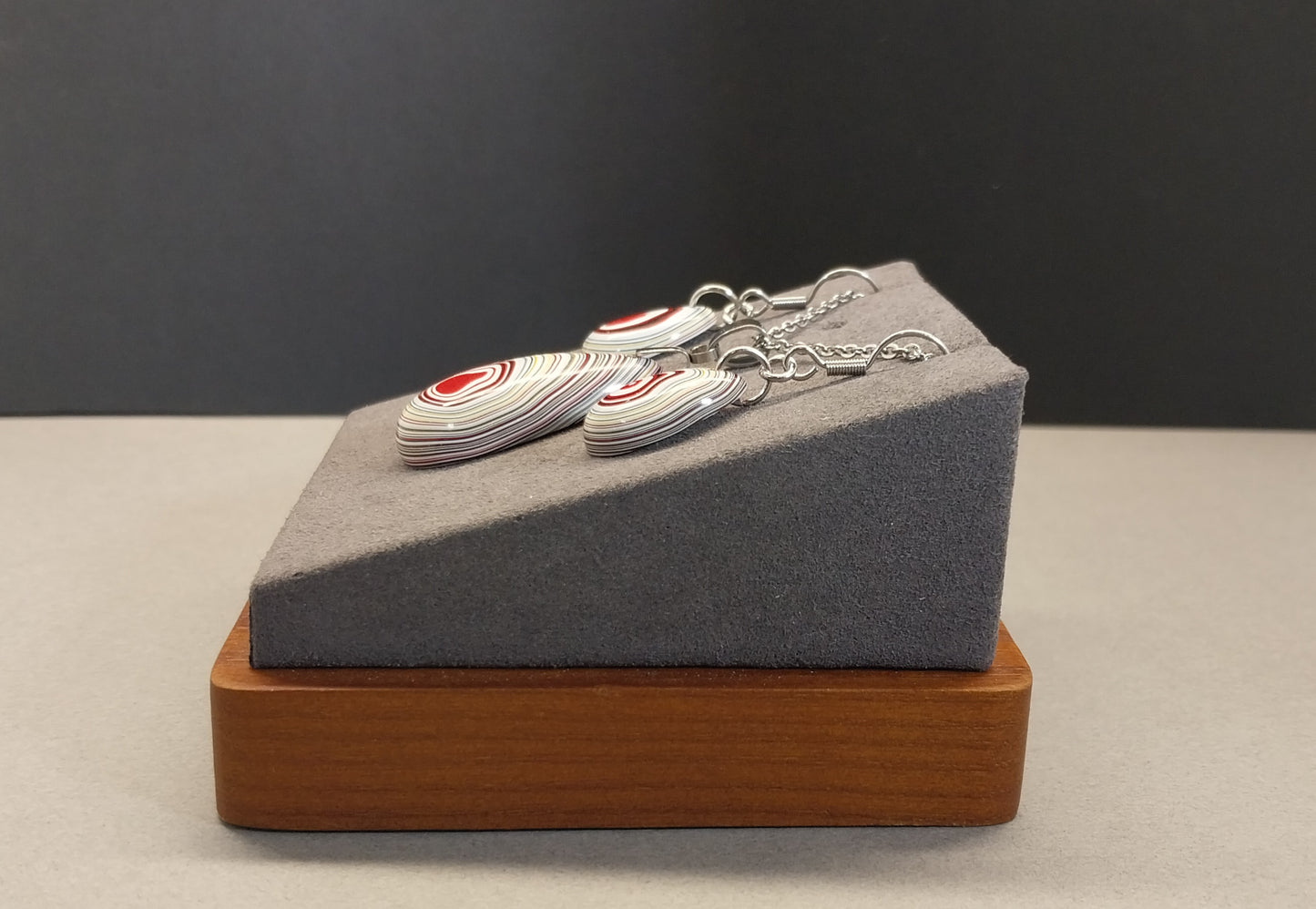 Fordite Set, Fordite Necklace and Earrings, Stainless Steel, EB30