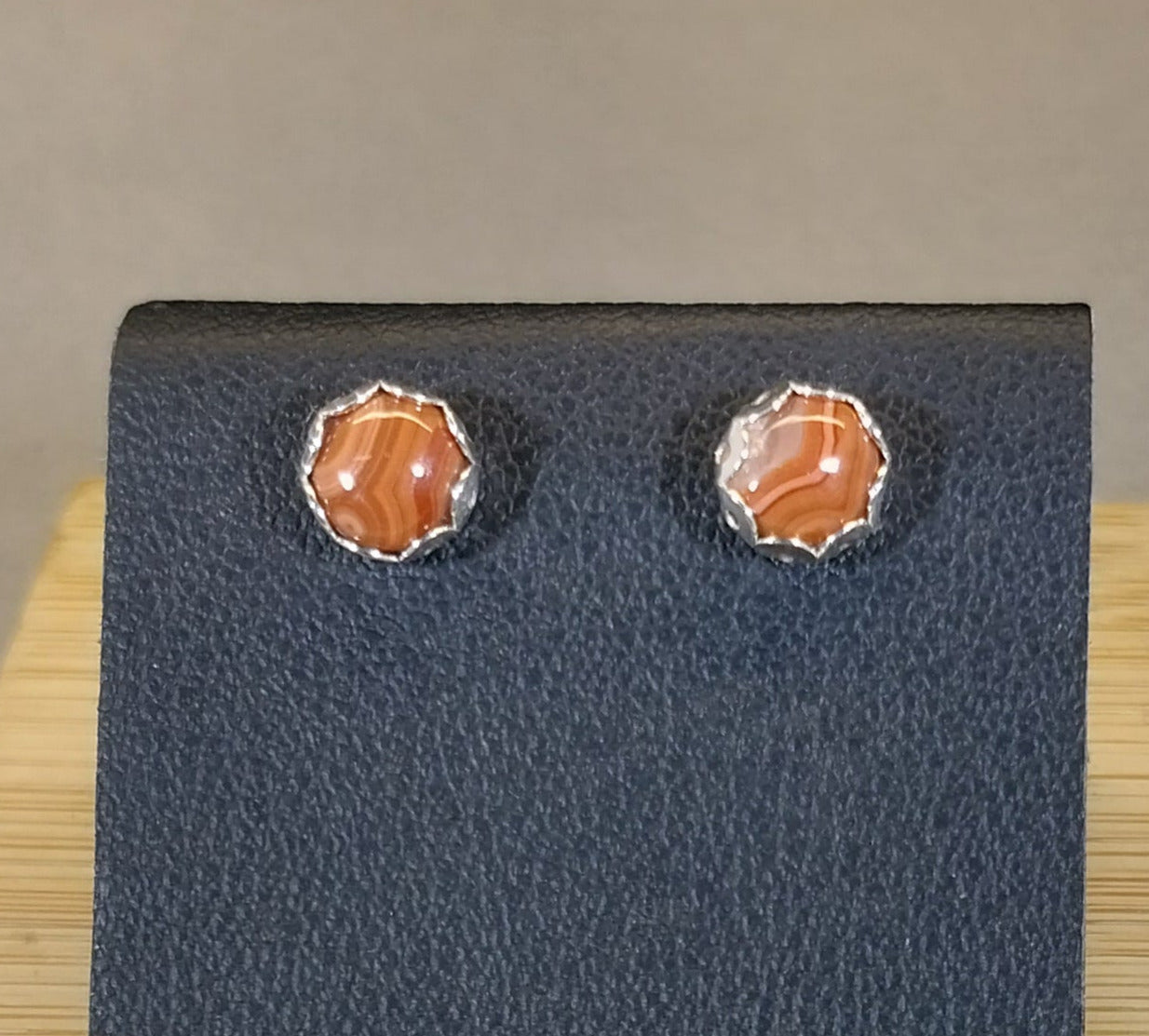 Lake Superior Agate Earrings, Paradise Beach Paint, Solid Sterling Silver