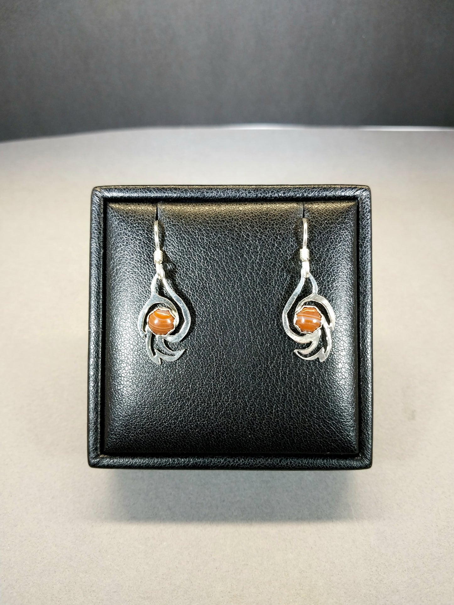 Lake Superior Agate Earrings, Sterling Silver Rising Doves