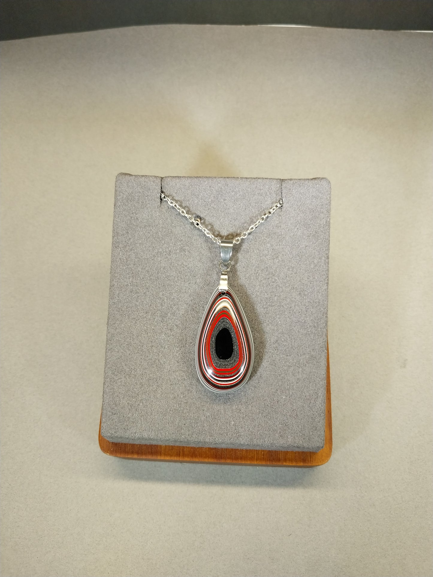 Fordite Necklace, Stainless Steel Chain, USA Handmade, Recycled EB91