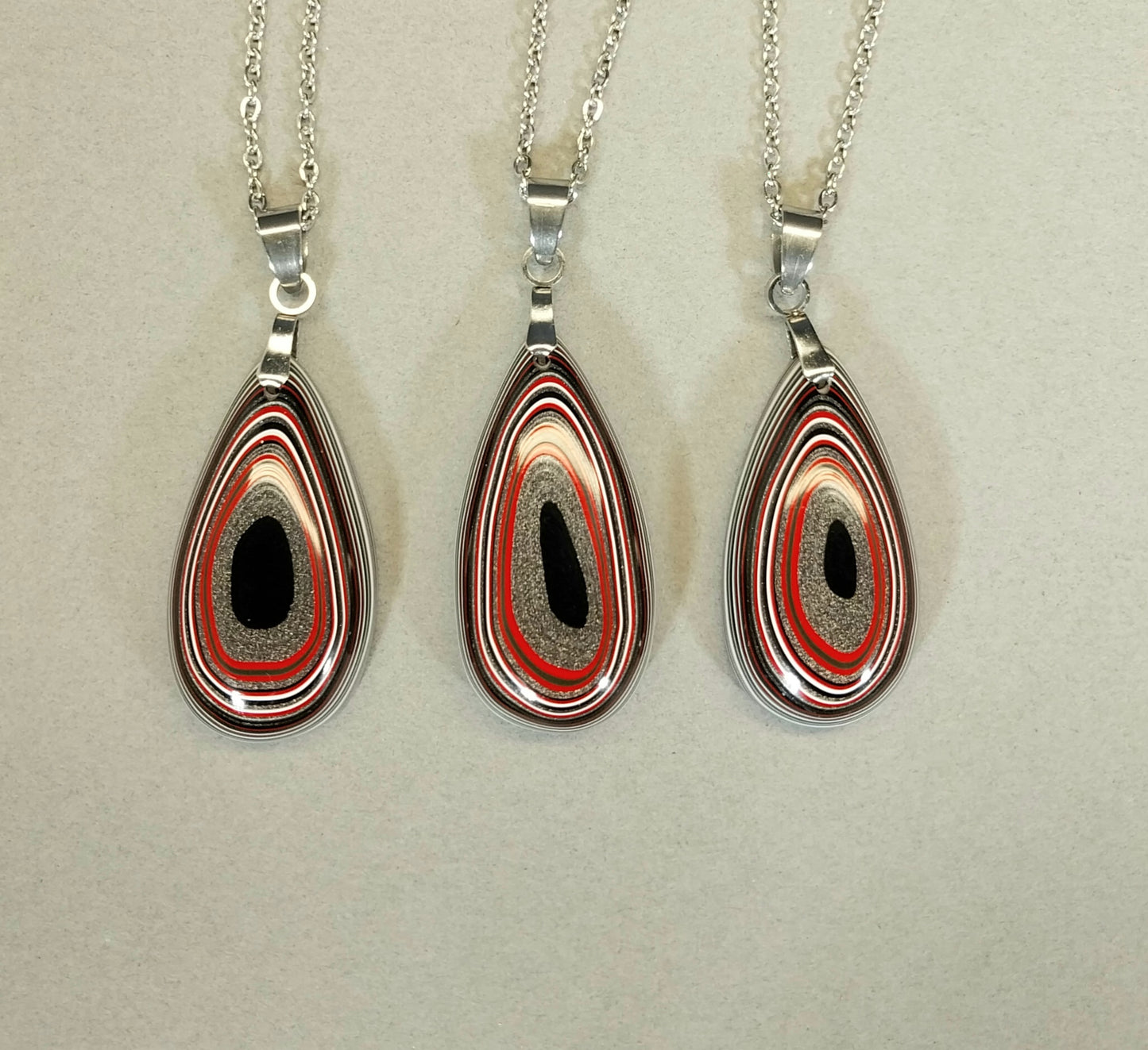 Fordite Necklace, Stainless Steel Chain, USA Handmade, Recycled EB91
