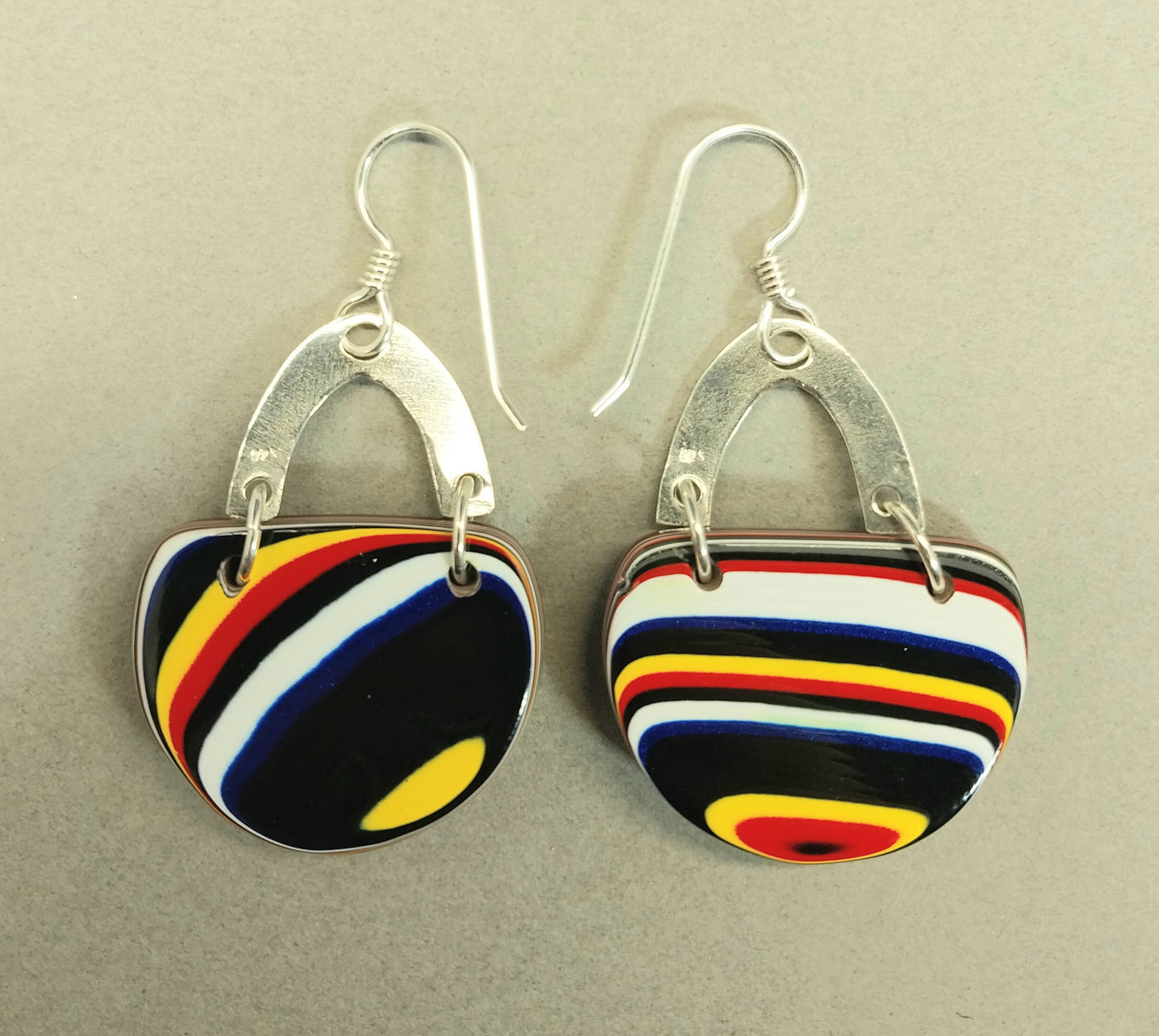 Fordite Earrings, Colorful Hand Bag Styled Handmade Earrings, Solid 925 Silver, Ohio Motor Agate, Fordite Jewelry, Purse Earring ET301