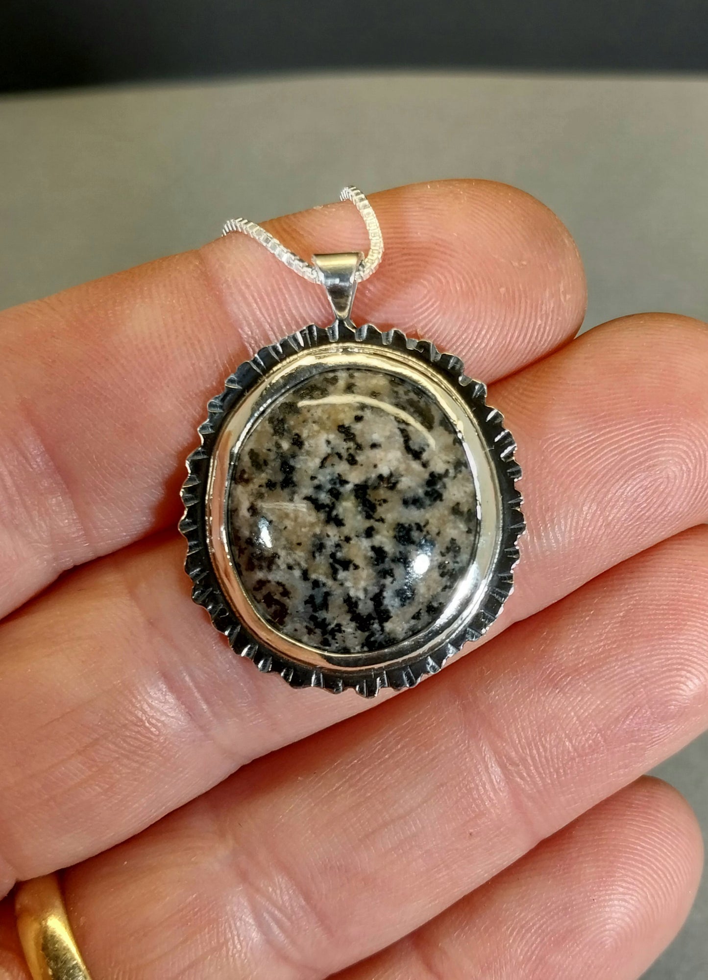 Lake Superior Emberlite Sterling Silver Necklace Fancy Textured Back