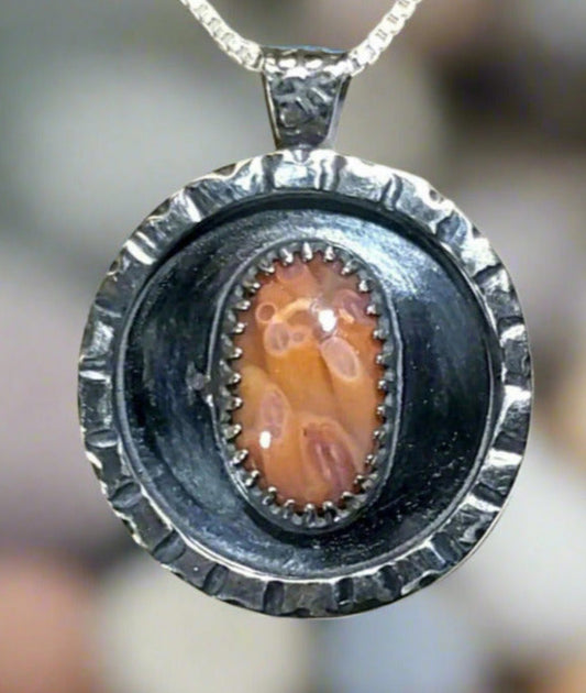 Lake Superior Tube Agate Sterling Silver Shadow Setting Necklace
