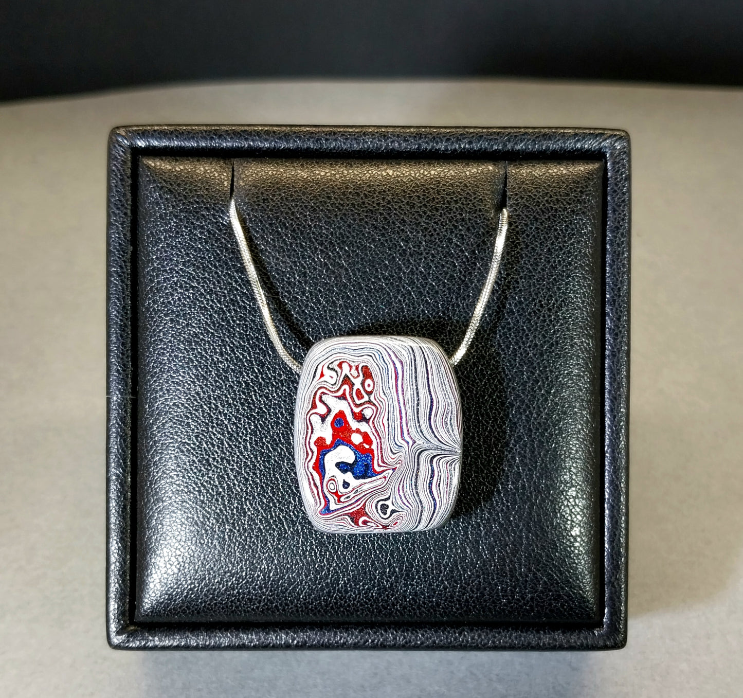 Michigan Fordite Bead Necklace with Stainless Steel Chain, ET1