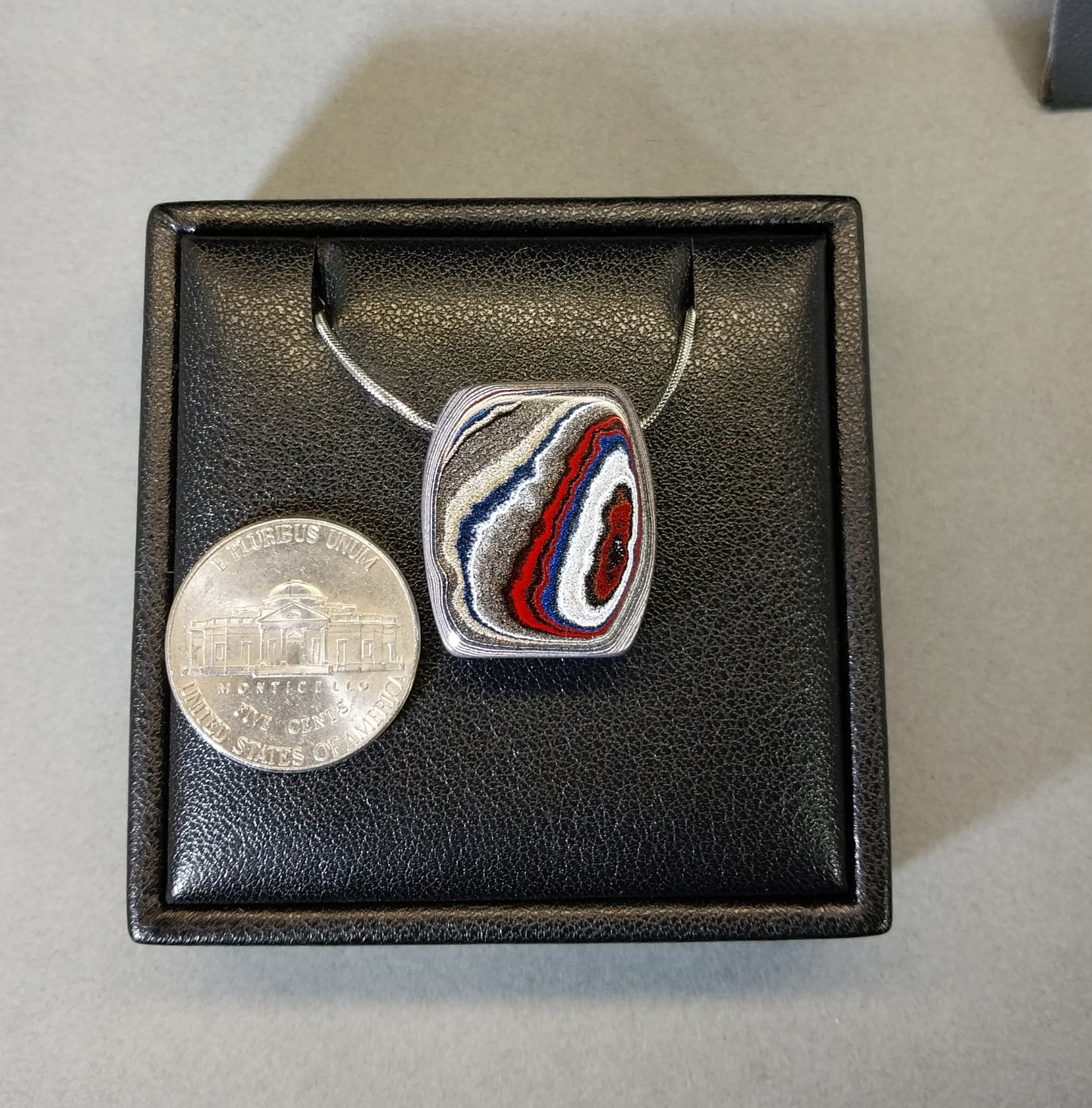 Michigan Fordite Bead Necklace with Stainless Steel Chain, ET1