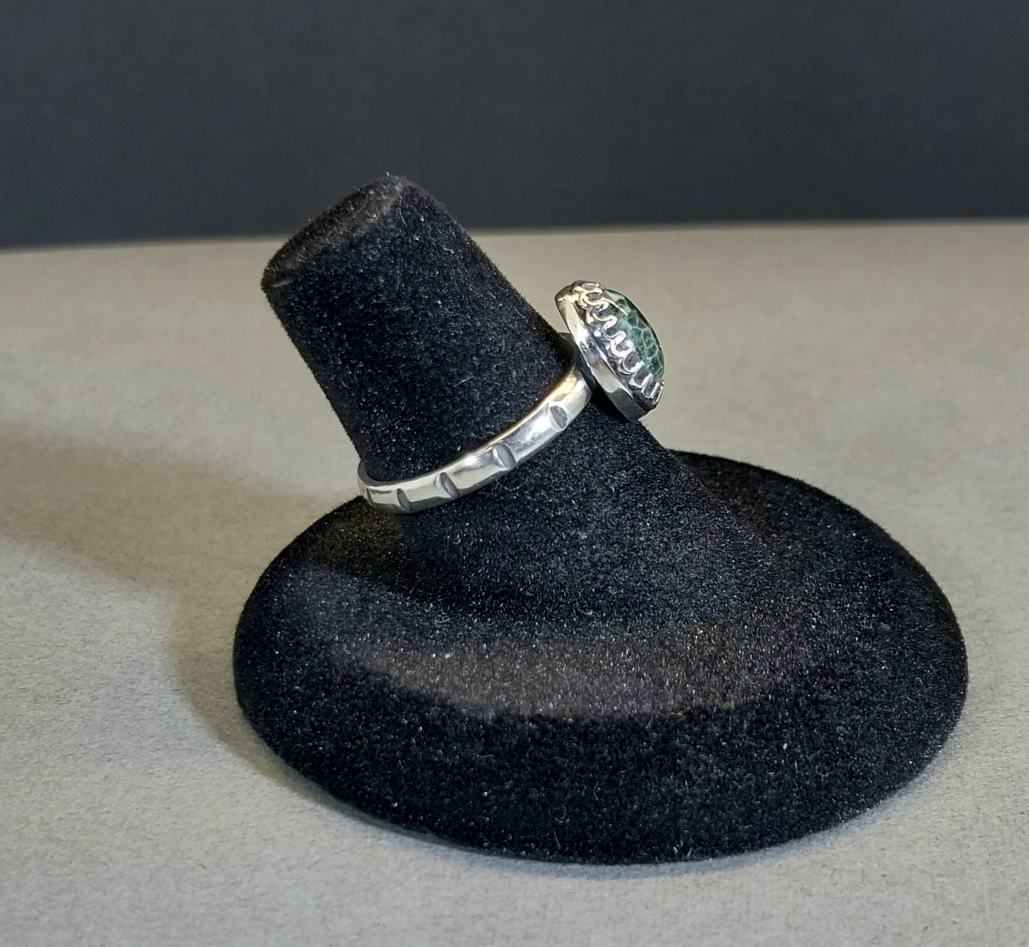 Michigan Greenstone Ring, Size 6, Solid 925 Silver, Wisconsin Handmade, Keewenaw Peninsulatone, Keewenaw Greenstone, Chlorastrolite Silver Ring, ET306