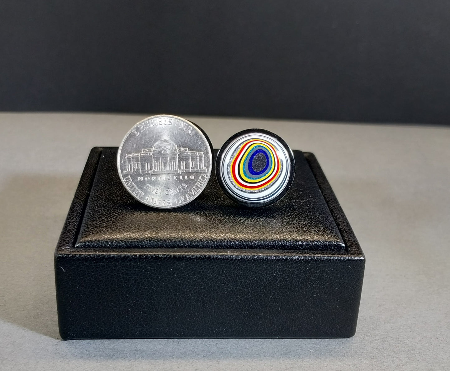 Fordite Cuff Link Stainless Steel Settings