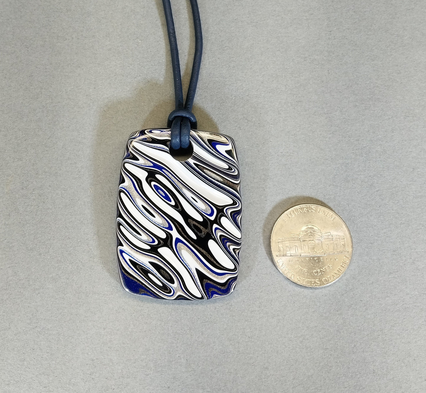 Large Fordite Necklace, Reversible, Black Leather Cord, Beautiful Colors!