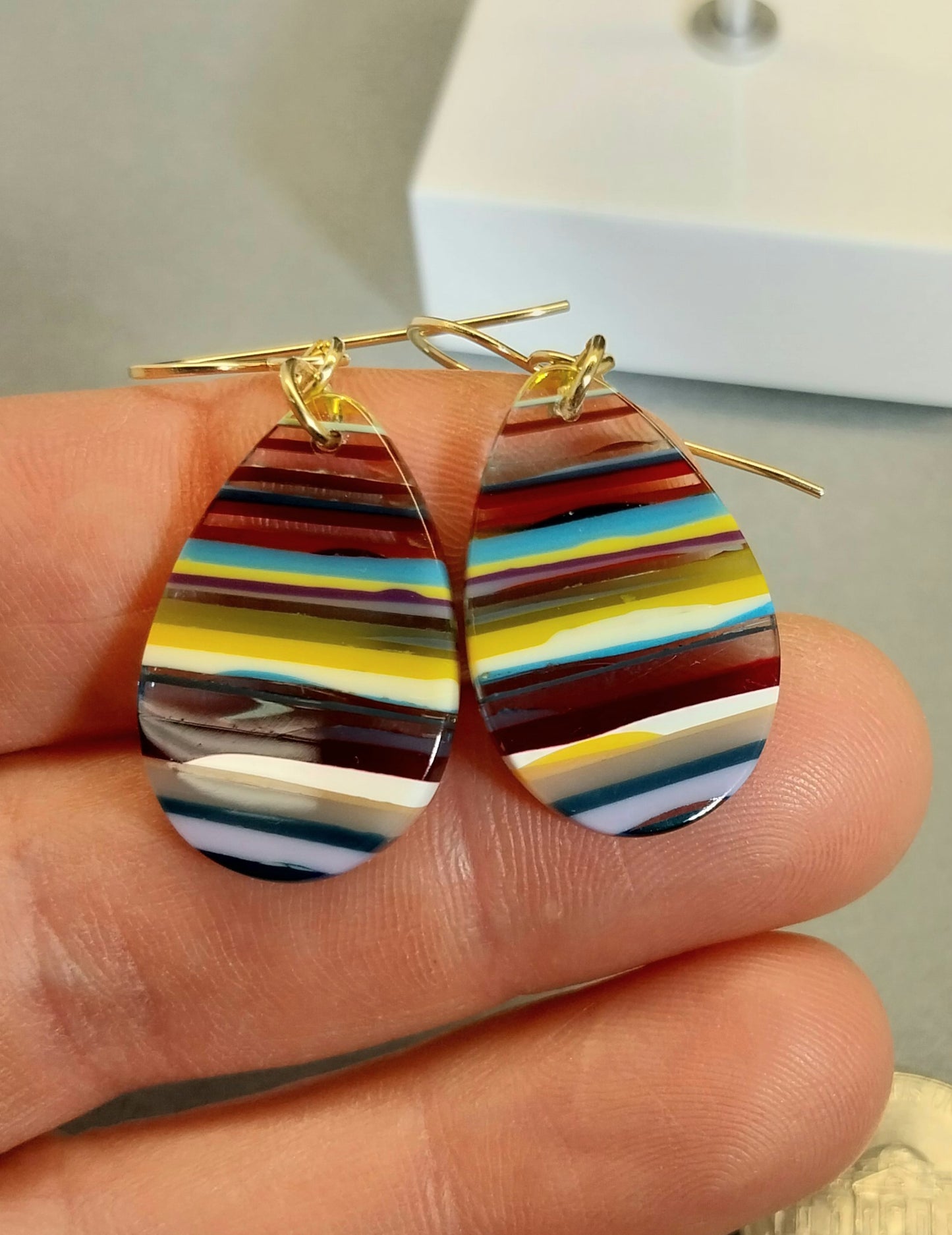 Surfite Earring, Gold Filled Ear Wires, Recycled Surf Board Resin, Surf Jewelry, Colorful Earrings