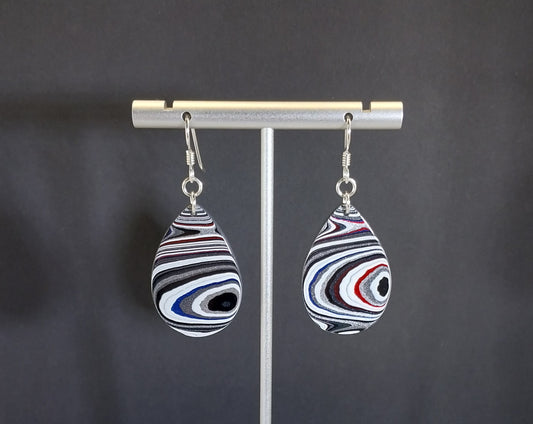 Fordite Earrings Flat Teardrops of Michigan Fordite