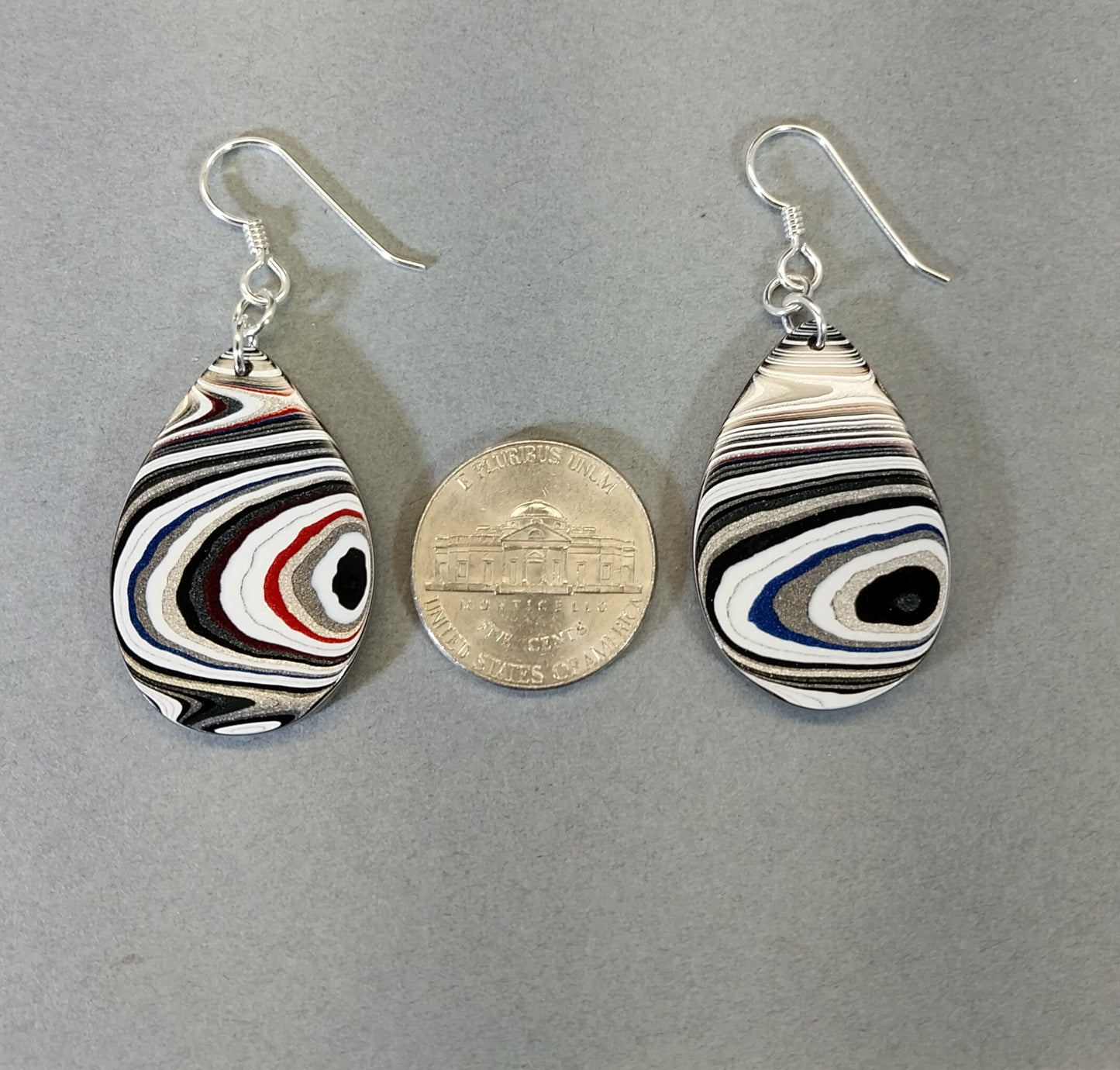 Fordite Earrings Flat Teardrops of Michigan Fordite