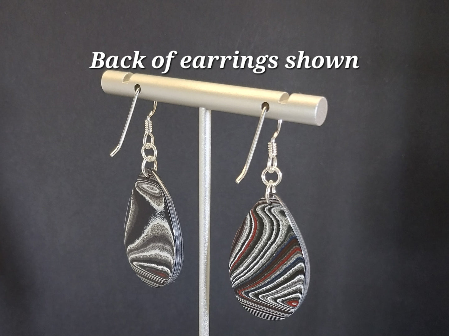 Fordite Earrings Flat Teardrops of Michigan Fordite