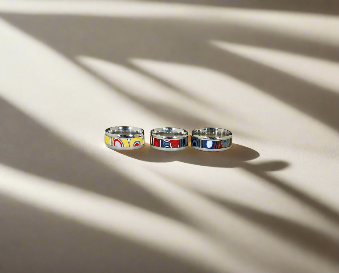 Fordite Rings, Pick Your Size, Size 6 3/4 Fordite Ring, Size 9 Fordite Ring