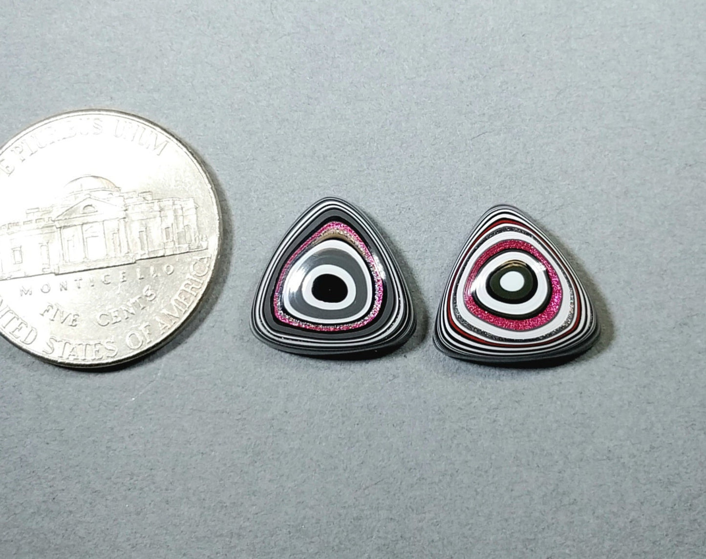 Fordite Cabochon Pair, TINY Triangle Fordite Cabochons, Cabochon Set, Fordite Cabochon Pair, Polished Fordite, Cabochon, Metalsmith Cabochon