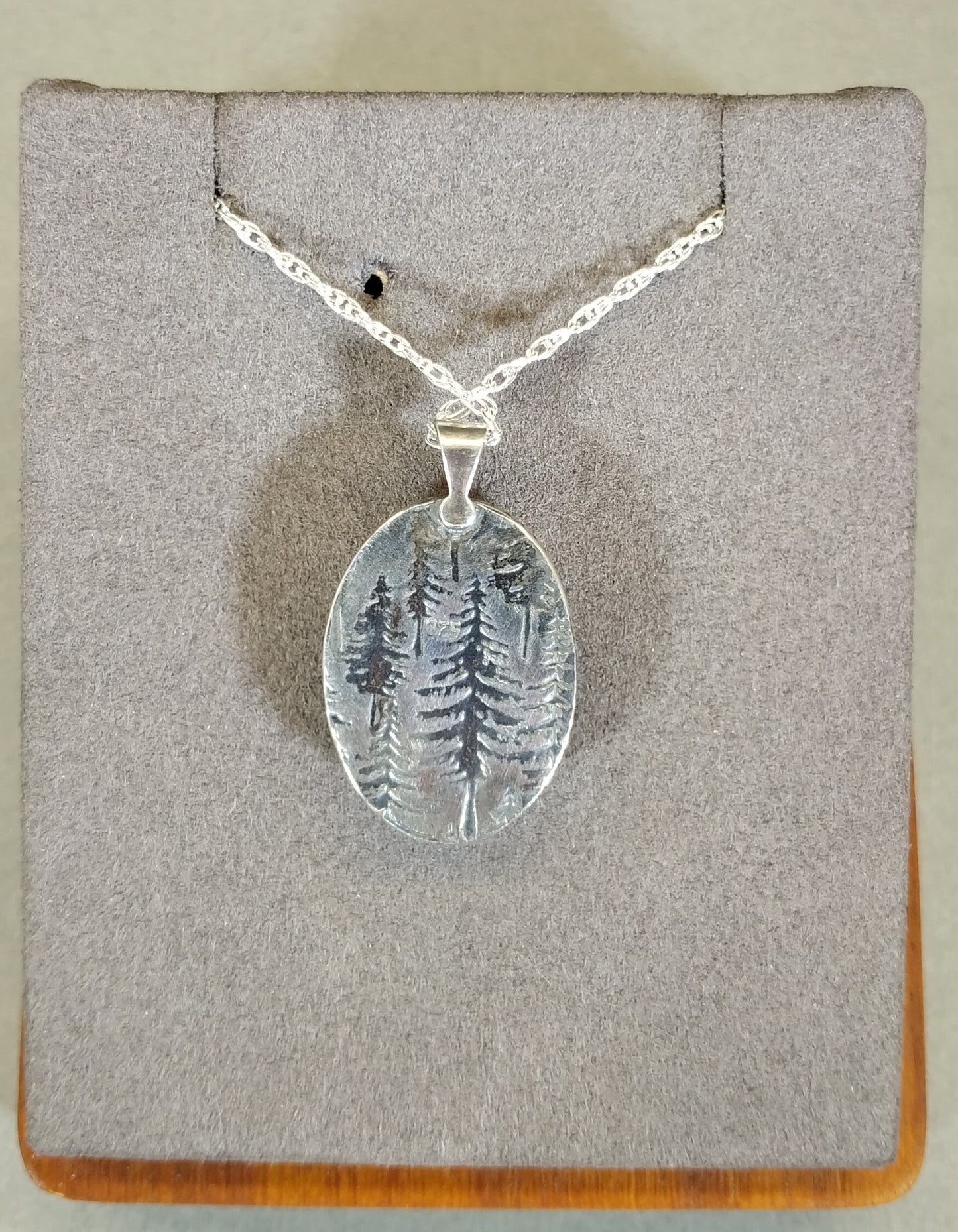 Petrified Wood Necklace, Solid Silver, Gary Green Petrified Bog Wood, Natural Stone, Oregon Gift