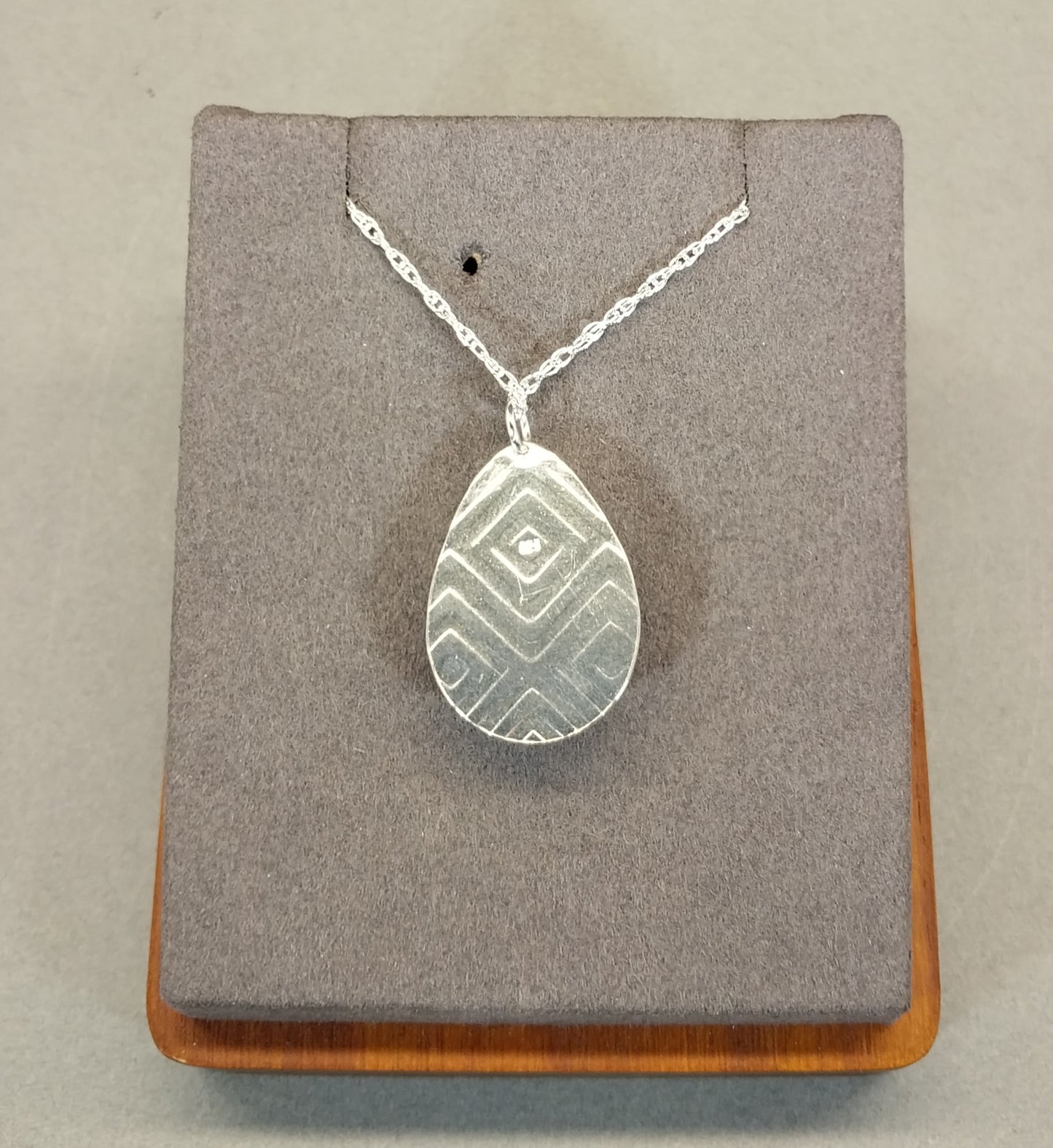 Fire Agate Necklace, 925 Sterling Silver in a Teardrop Shape