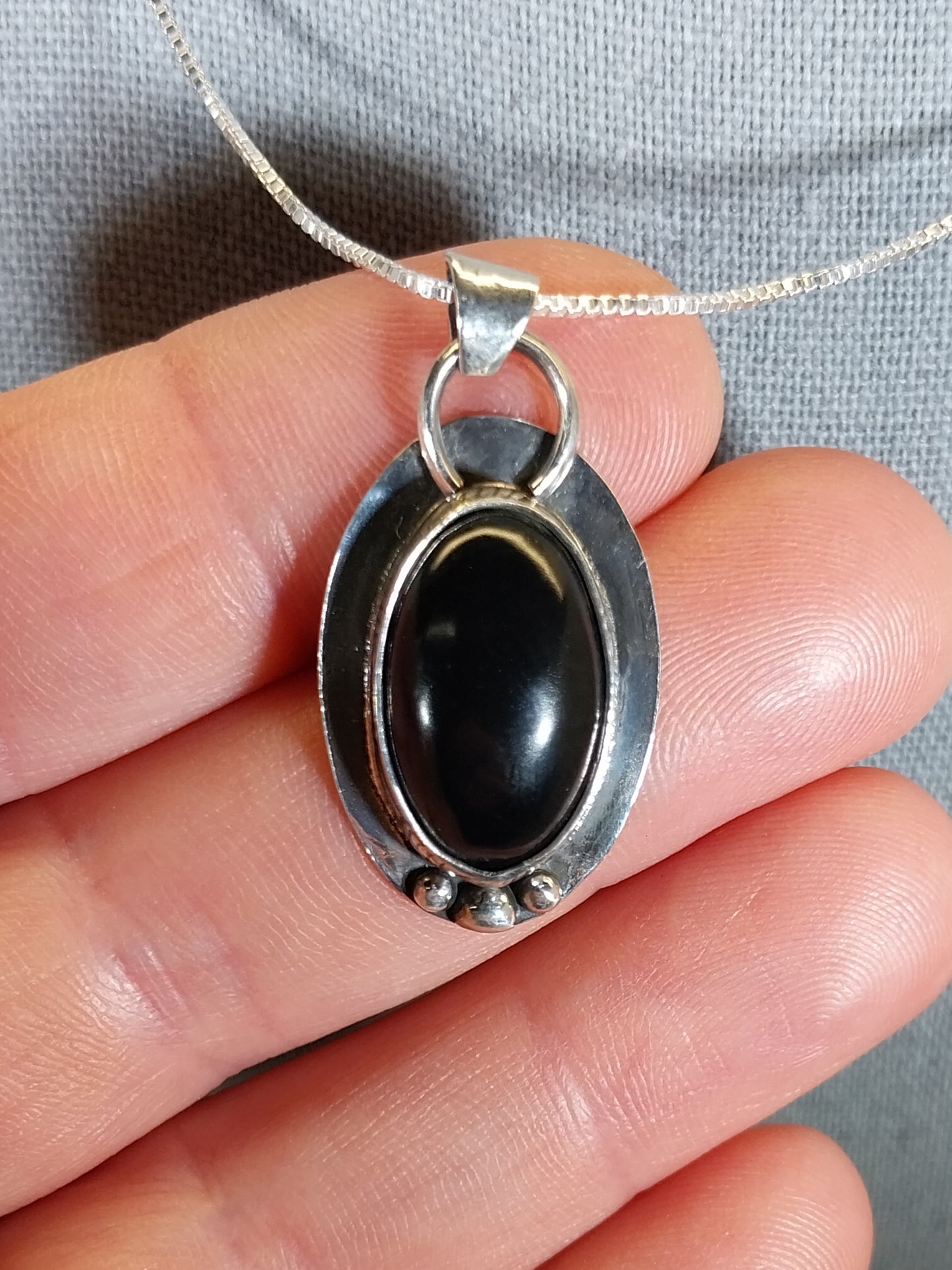 Nevada Black Jade Necklace, Solid Silver 925, Small Black Jade Pendant, Jade Pendant, USA Jade, Natural Black Stone