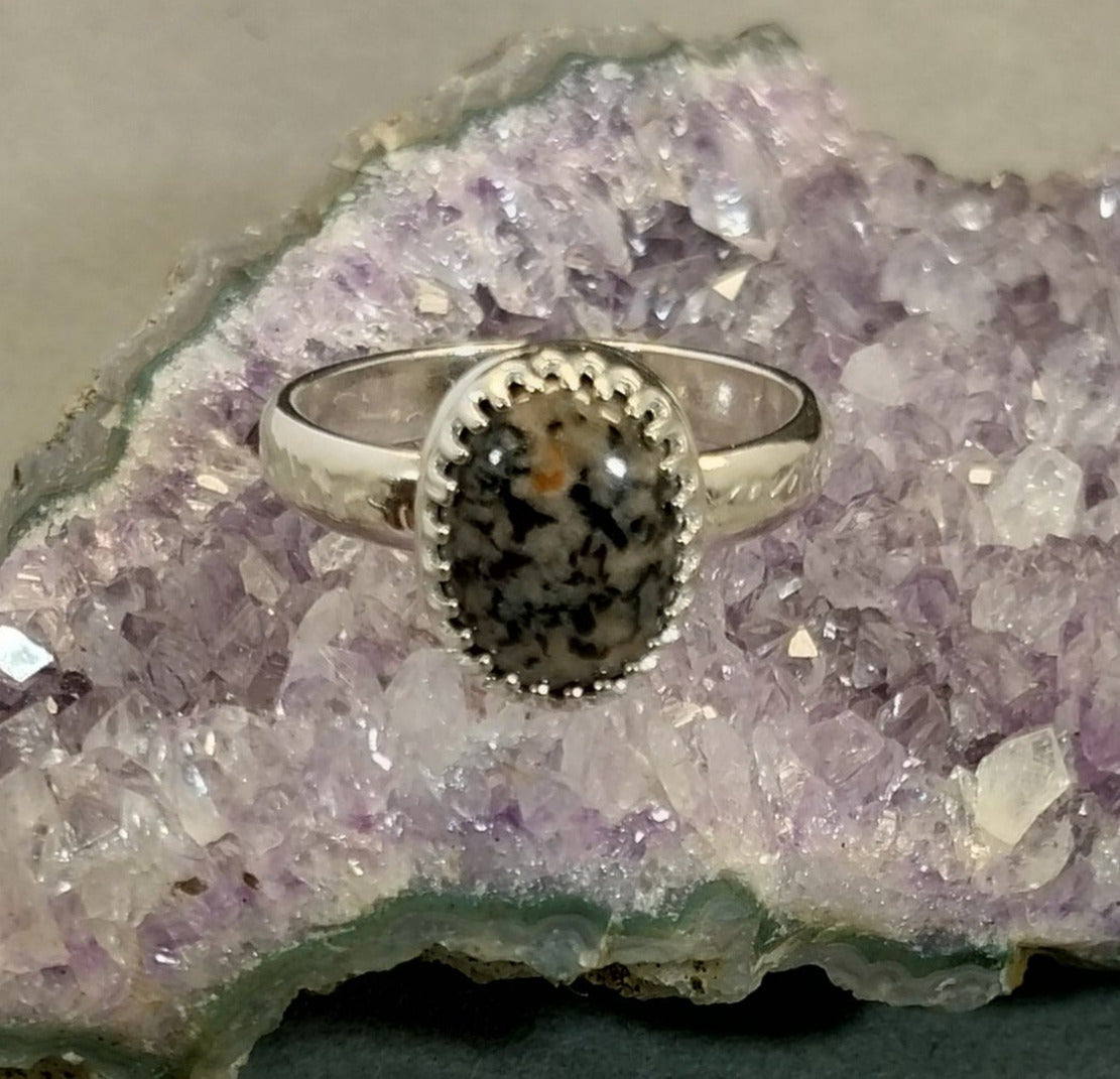Lake Superior Yooper Sodalite Ring, Size 7 Adjustable, Solid Silver