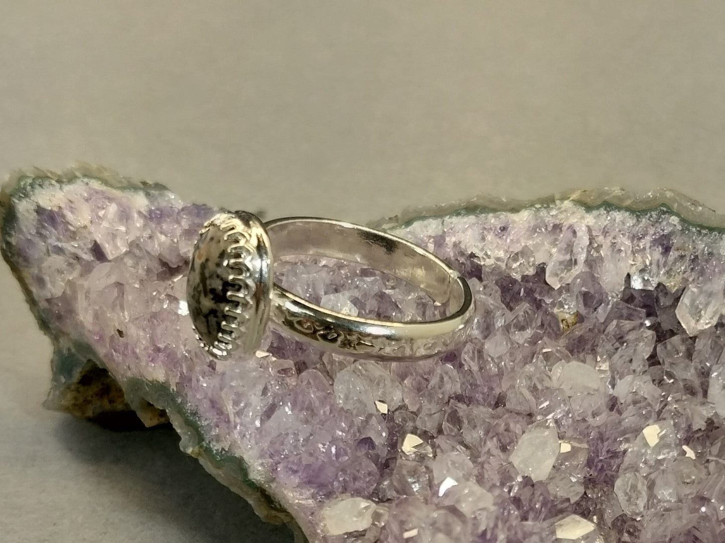 Lake Superior Yooper Sodalite Ring, Size 7 Adjustable, Solid Silver