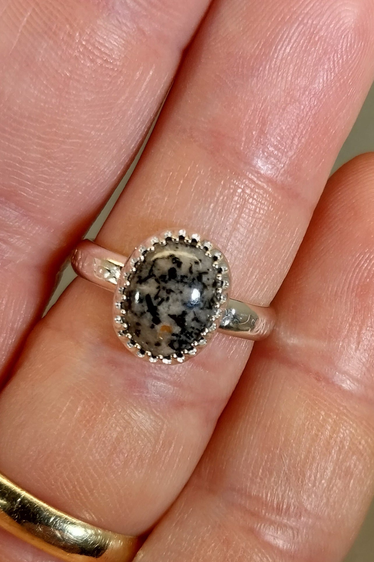 Lake Superior Yooper Sodalite Ring, Size 7 Adjustable, Solid Silver