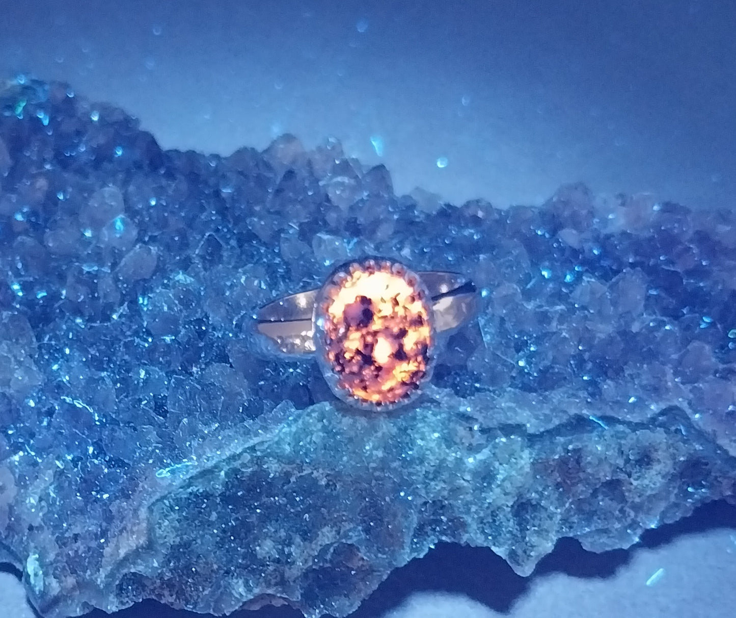 Lake Superior Yooper Sodalite Ring, Size 7 Adjustable, Solid Silver
