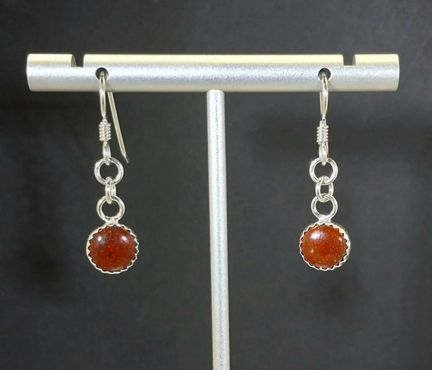 Red Lake Superior Moss Agate Silver Dangle Earrings