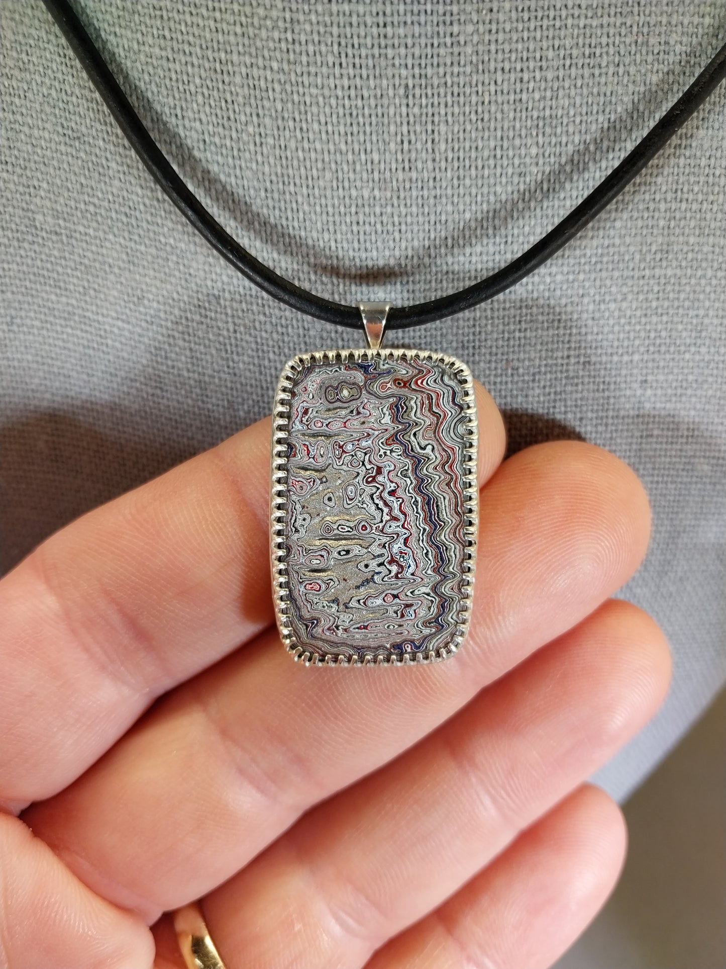 Michigan Fordite Necklace in Solid Silver