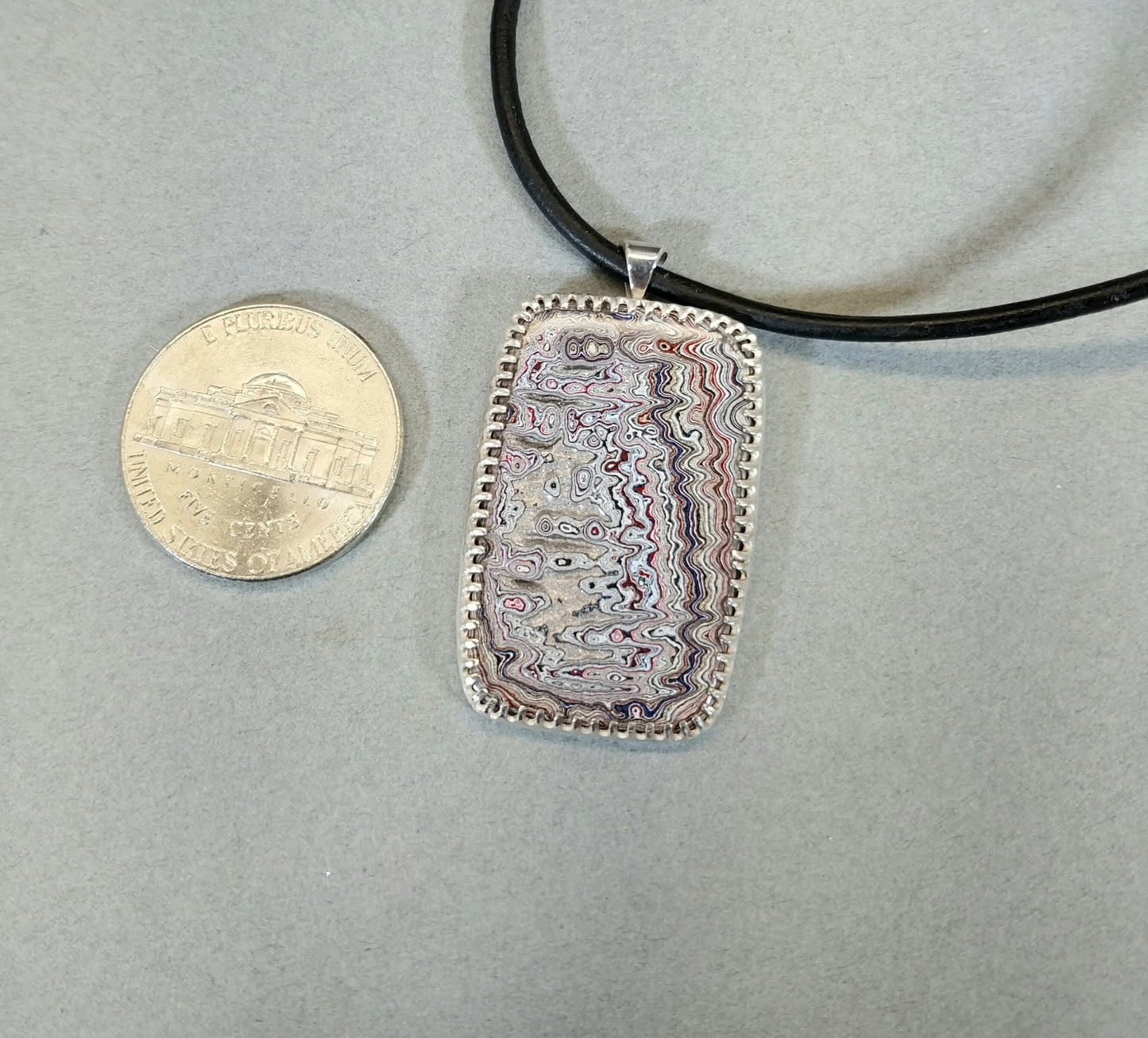 Michigan Fordite Necklace in Solid Silver