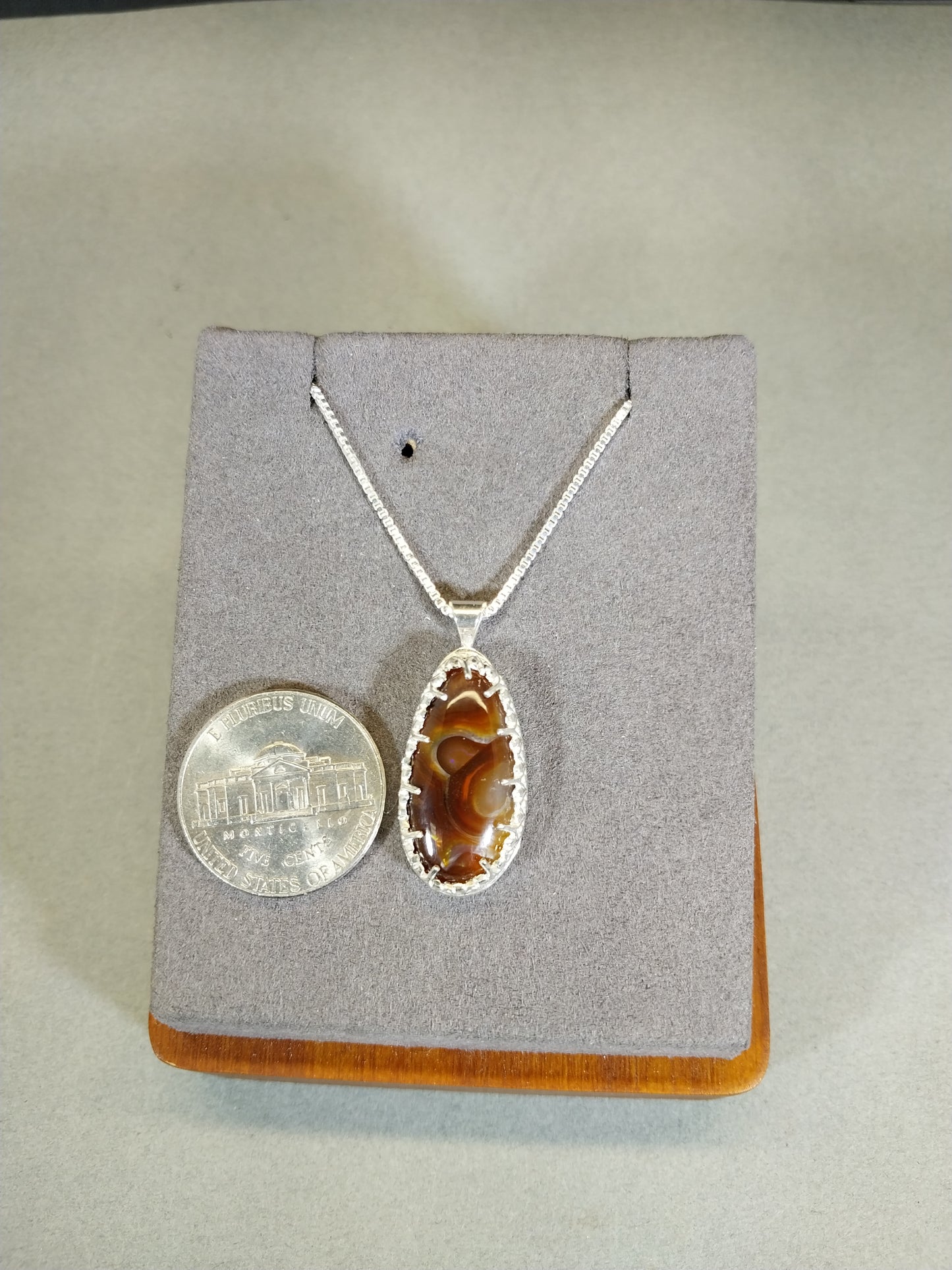 Arizona Fire Agate Necklace with Amazing Color