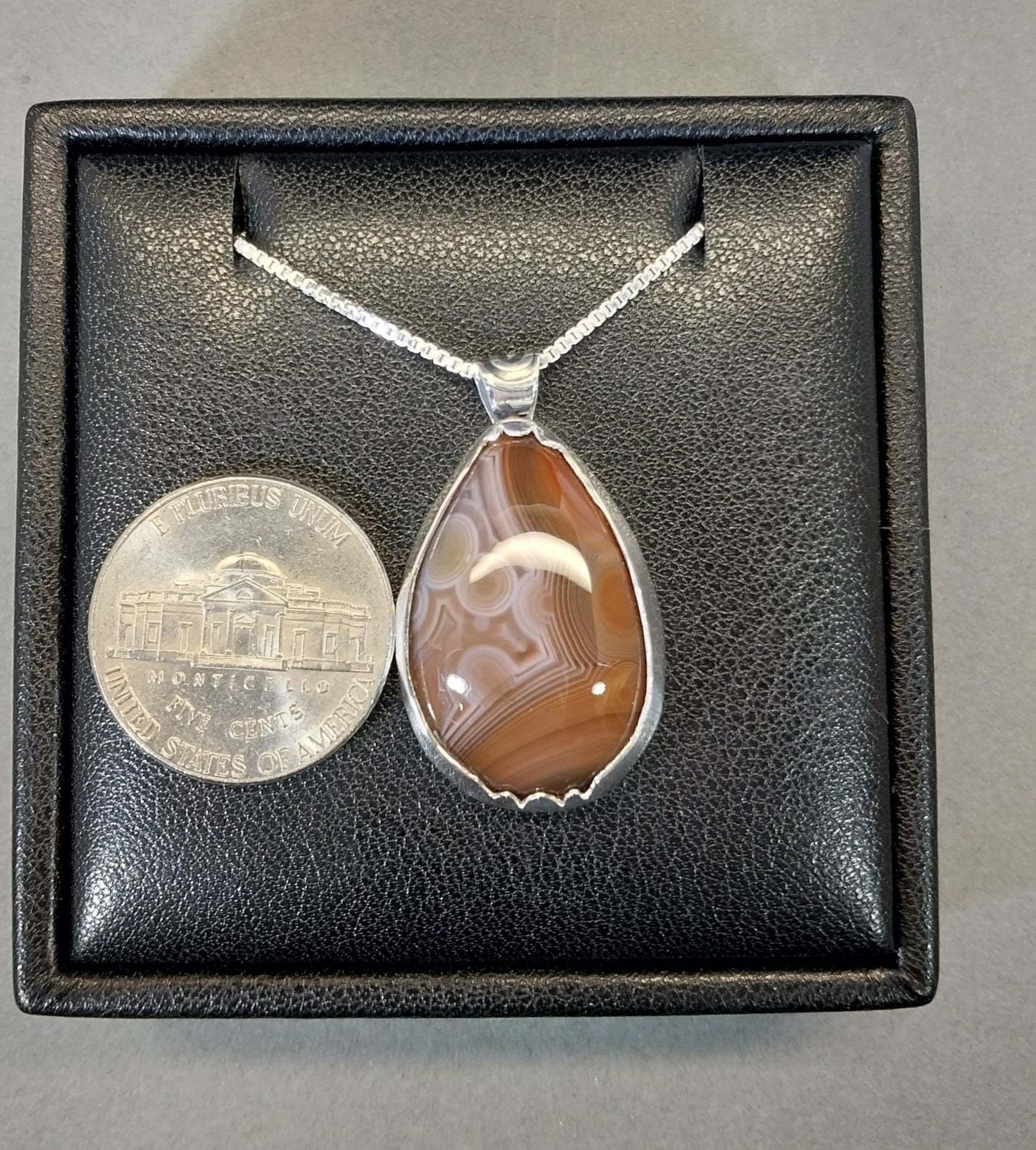Lake Superior Eye Agate Necklace in Solid Silver a Larger Agate Piece