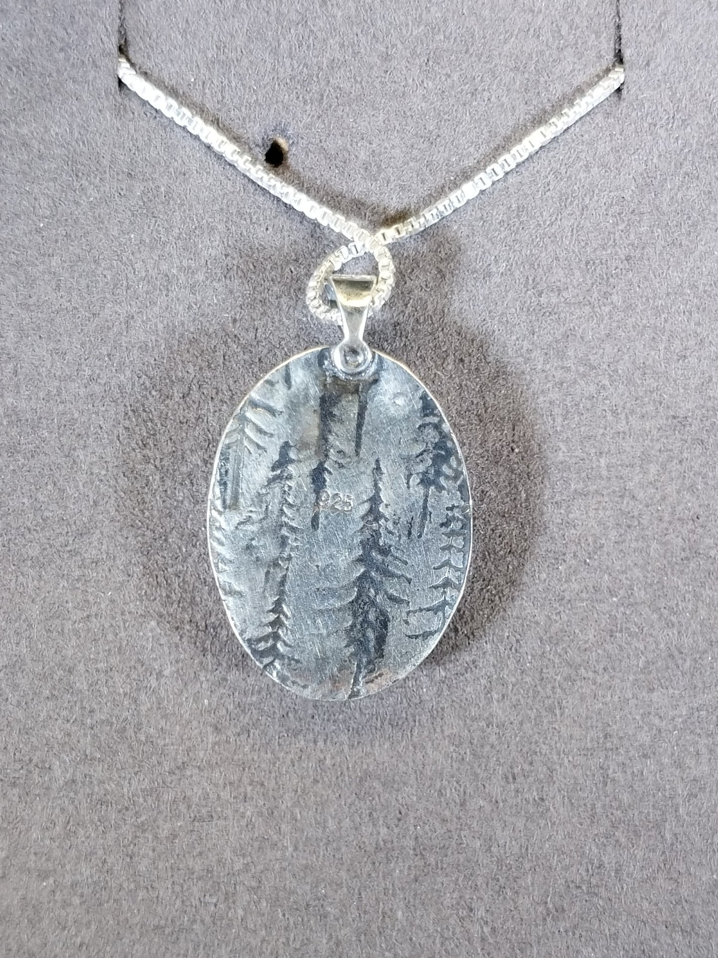 Blue Forest Petrified Wood Necklace, Solid Silver 925, Exquisite Agatized Petrified Wood, Petrified Wood Pendant, Wyoming Gift