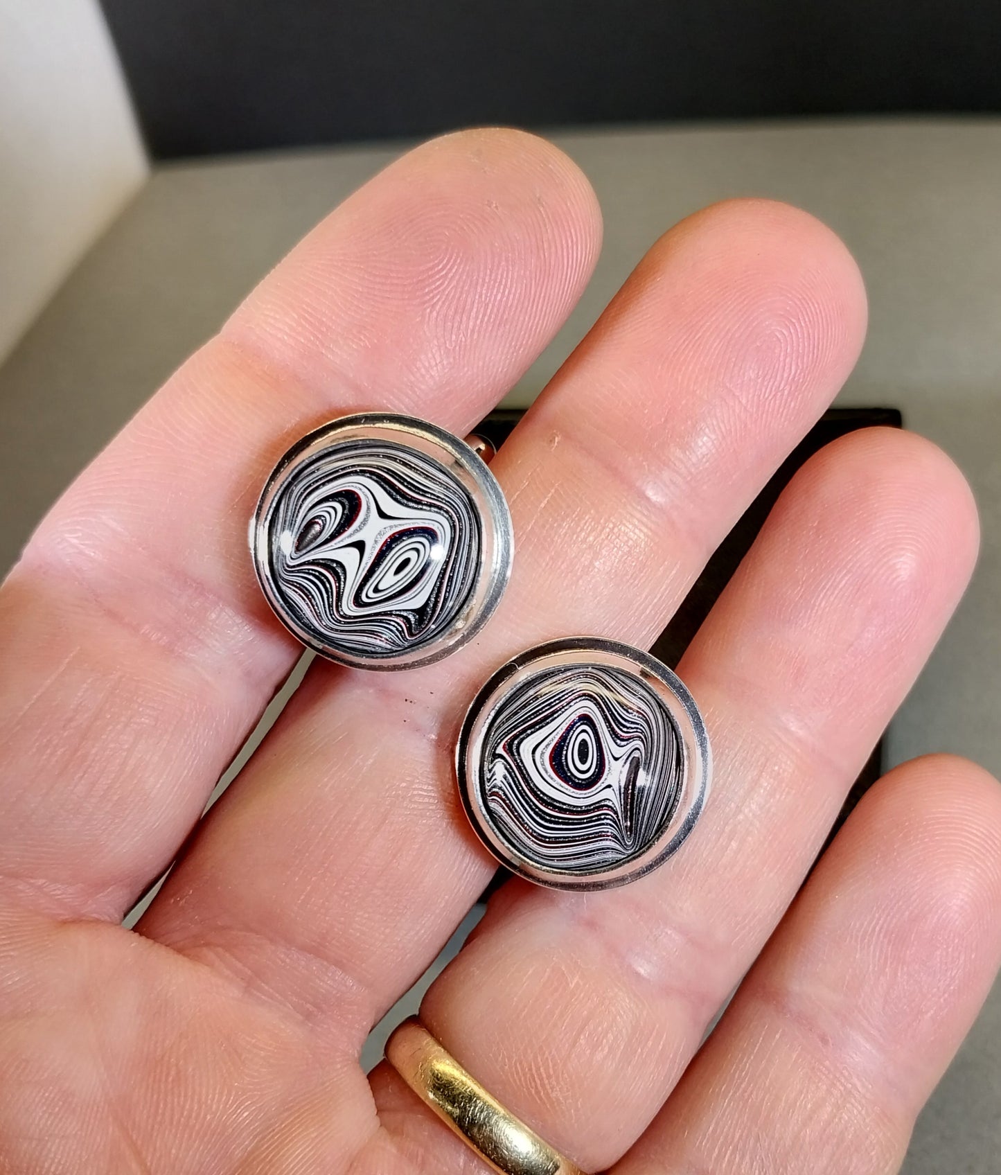 Fordite Cuff link, Michigan Fordite, Solid Silver, Fordite Cuff Link Set, Fordite Jewelry, Fordite for Men