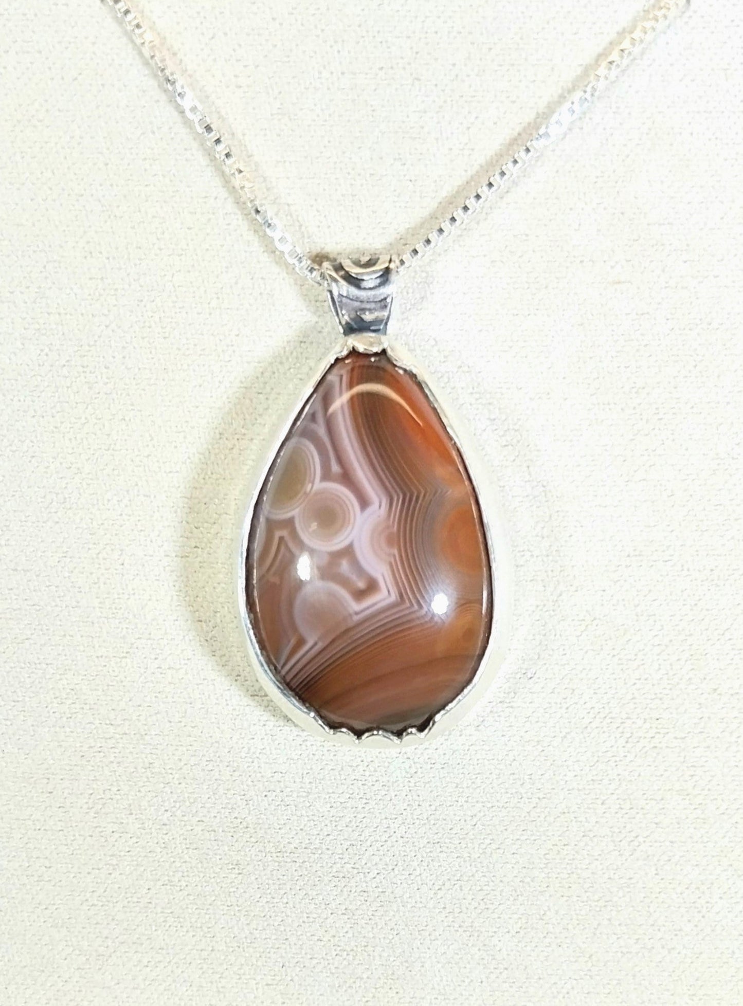 Lake Superior Eye Agate Necklace in Solid Silver a Larger Agate Piece